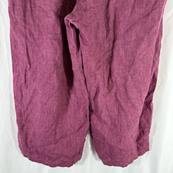 Eileen Fisher Organic Linen Pants Women's Large Purple Pull On Pockets Wide Leg - Picture 8 of 8